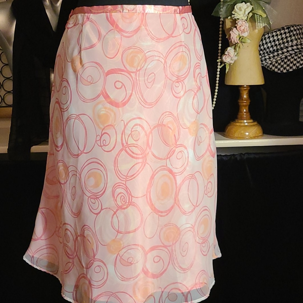 Apt. 9 Pink & White Polyester Skirt Size 14